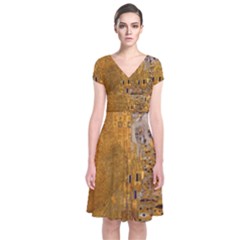 Adele Bloch-bauer I - Gustav Klimt Short Sleeve Front Wrap Dress by Valentinaart