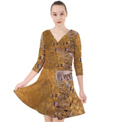 Adele Bloch-bauer I - Gustav Klimt Quarter Sleeve Front Wrap Dress by Valentinaart
