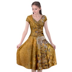 Adele Bloch-bauer I - Gustav Klimt Cap Sleeve Wrap Front Dress by Valentinaart