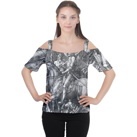 Death And The Devil - Albrecht Dürer Cutout Shoulder Tee by Valentinaart