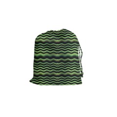 Modern Wavy Stripes Pattern Drawstring Pouches (small)  by dflcprints