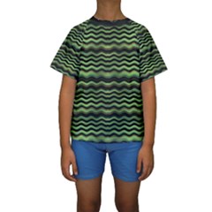 Modern Wavy Stripes Pattern Kids  Short Sleeve Swimwear by dflcprints