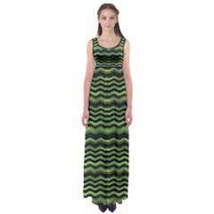 Modern Wavy Stripes Pattern Empire Waist Maxi Dress by dflcprints