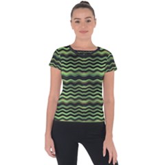 Modern Wavy Stripes Pattern Short Sleeve Sports Top  by dflcprints