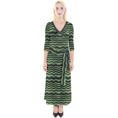 Modern Wavy Stripes Pattern Quarter Sleeve Wrap Maxi Dress by dflcprints