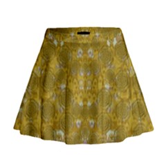 Golden Stars In Modern Renaissance Style Mini Flare Skirt by pepitasart