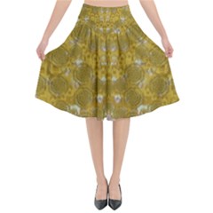 Golden Stars In Modern Renaissance Style Flared Midi Skirt by pepitasart
