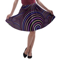 Abtract Colorful Spheres A-line Skater Skirt