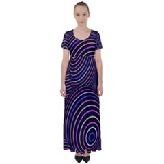 Abtract Colorful Spheres High Waist Short Sleeve Maxi Dress