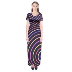 Abtract Colorful Spheres Short Sleeve Maxi Dress