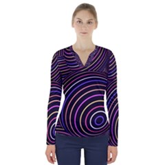 Abtract Colorful Spheres V-Neck Long Sleeve Top