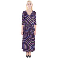 Abtract Colorful Spheres Quarter Sleeve Wrap Maxi Dress