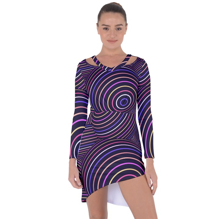 Abtract Colorful Spheres Asymmetric Cut-Out Shift Dress