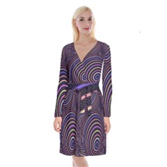 Abtract Colorful Spheres Long Sleeve Velvet Front Wrap Dress