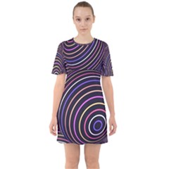 Abtract Colorful Spheres Sixties Short Sleeve Mini Dress