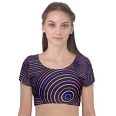 Abtract Colorful Spheres Velvet Short Sleeve Crop Top  by Modern2018