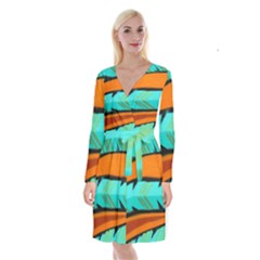Abstract Art Artistic Long Sleeve Velvet Front Wrap Dress