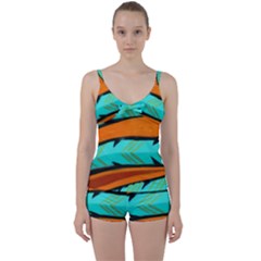 Abstract Art Artistic Tie Front Two Piece Tankini