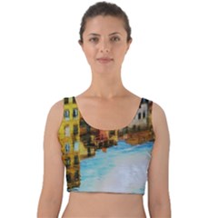 Architecture Art Blue Velvet Crop Top