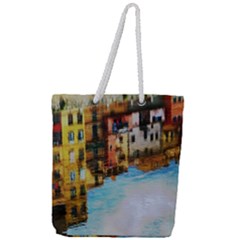 Architecture Art Blue Full Print Rope Handle Tote (large) by Modern2018