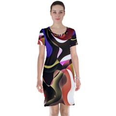 Abstract Full Colour Background Short Sleeve Nightdress by Modern2018