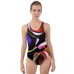 Abstract Full Colour Background Cut-out Back One Piece Swimsuit by Modern2018