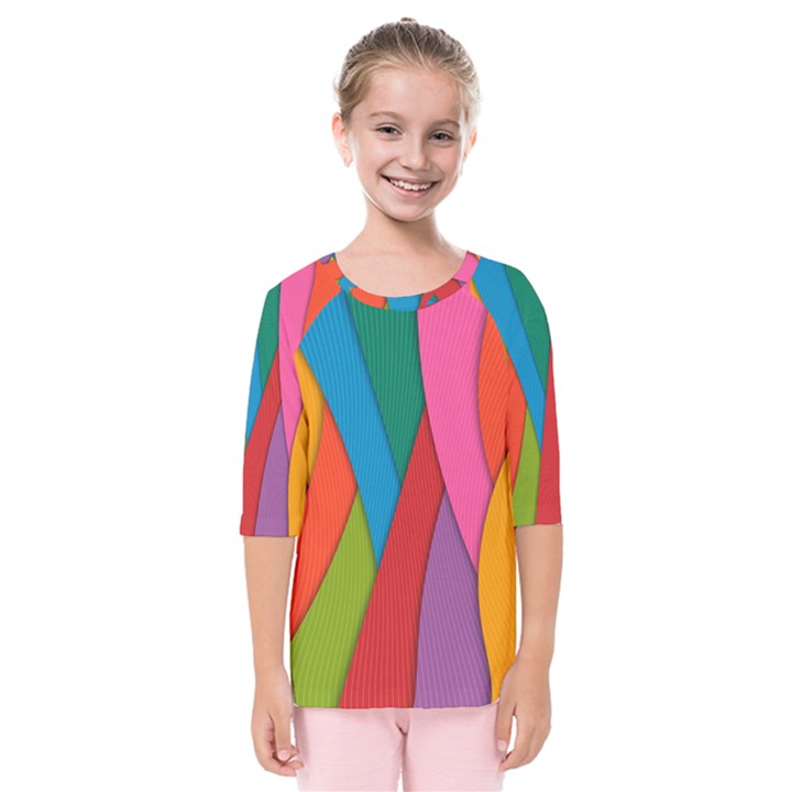 Abstract Background Colrful Kids  Quarter Sleeve Raglan Tee