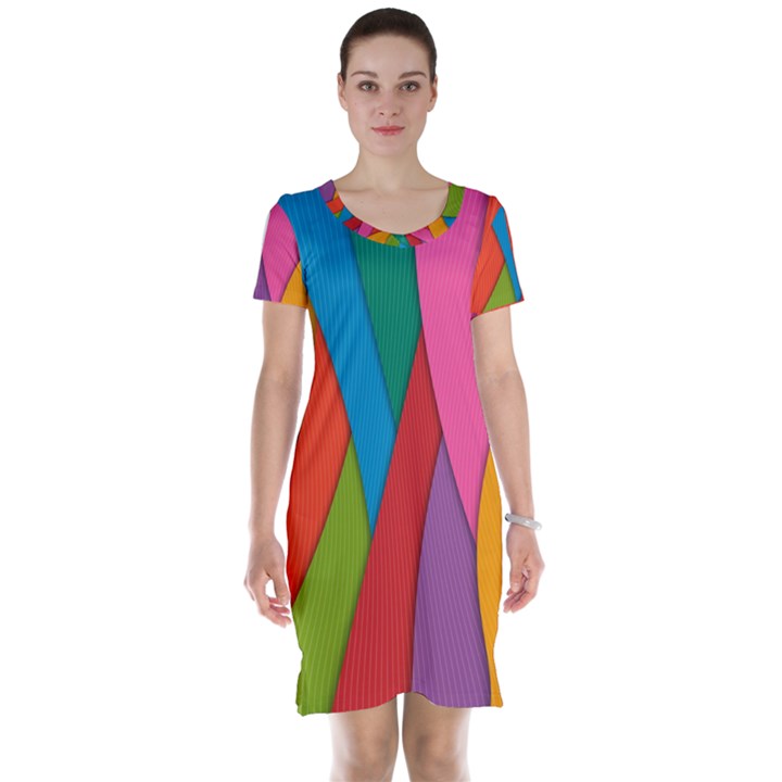 Abstract Background Colrful Short Sleeve Nightdress