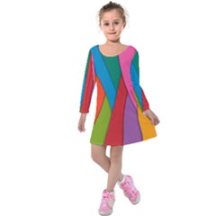 Abstract Background Colrful Kids  Long Sleeve Velvet Dress