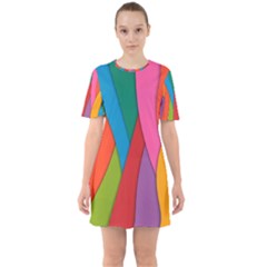 Abstract Background Colrful Sixties Short Sleeve Mini Dress by Modern2018