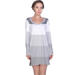 Elegant Shades Of Gray Stripes Pattern Striped Long Sleeve Nightdress by yoursparklingshop