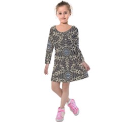 I Am Big Cat With Sweet Catpaws Decorative Kids  Long Sleeve Velvet Dress by pepitasart