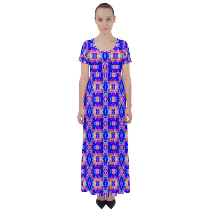 ARTWORK BY PATRICK-COLORFUL-33 High Waist Short Sleeve Maxi Dress