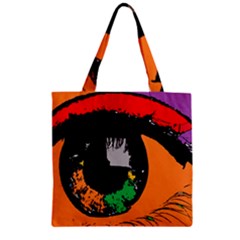 Eyes Makeup Human Drawing Color Zipper Grocery Tote Bag by Simbadda