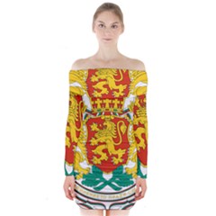 Coat of Arms of Bulgaria Long Sleeve Off Shoulder Dress