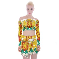 Coat of Arms of Bulgaria Off Shoulder Top with Mini Skirt Set