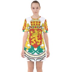 Coat of Arms of Bulgaria Sixties Short Sleeve Mini Dress