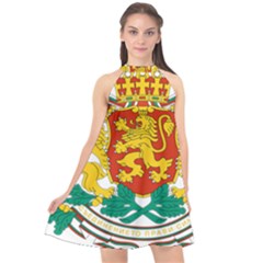 Coat of Arms of Bulgaria Halter Neckline Chiffon Dress 