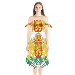 Coat of Arms of Bulgaria Shoulder Tie Bardot Midi Dress