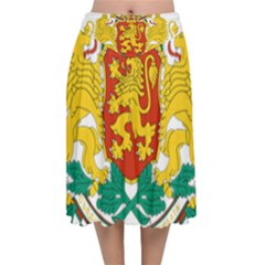 Coat of Arms of Bulgaria Velvet Flared Midi Skirt