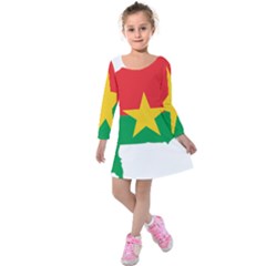 Burkina Faso Flag Map  Kids  Long Sleeve Velvet Dress by abbeyz71