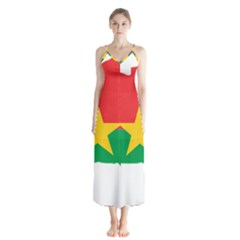 Burkina Faso Flag Map  Button Up Chiffon Maxi Dress by abbeyz71