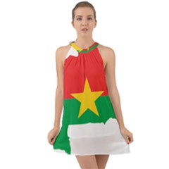 Burkina Faso Flag Map  Halter Tie Back Chiffon Dress by abbeyz71