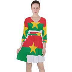 Burkina Faso Flag Map  Ruffle Dress by abbeyz71