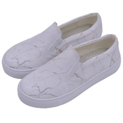 White Marble Tiles Rock Stone Statues Kids  Canvas Slip Ons by Simbadda