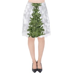Christmas Xmas Tree Bokeh Velvet High Waist Skirt by Simbadda