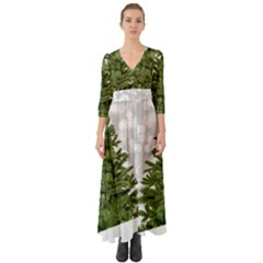 Christmas Xmas Tree Bokeh Button Up Boho Maxi Dress