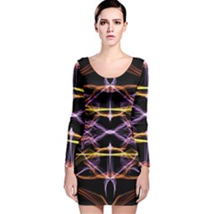 Wallpaper Abstract Art Light Long Sleeve Velvet Bodycon Dress