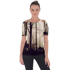 Forest Fog Hirsch Wild Boars Short Sleeve Top by Simbadda