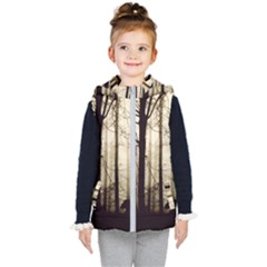 Forest Fog Hirsch Wild Boars Kid s Hooded Puffer Vest by Simbadda